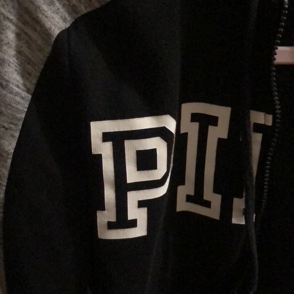 PINK Vs XS Zip Up Hoodie Jacket Black Gray and White - Picture 2 of 3